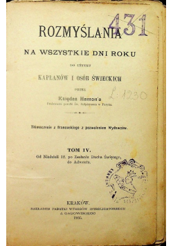 Rozmyślania na wszystkie dni roku Tom IV 1895 r.