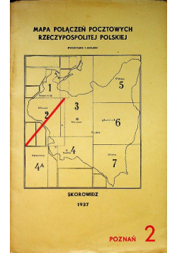 Mapa Połączeń Pocztowych RP Poznań 1937 r.