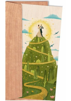 Karnet DL z drewnianą kopertą Ślub Wzgórze miłości