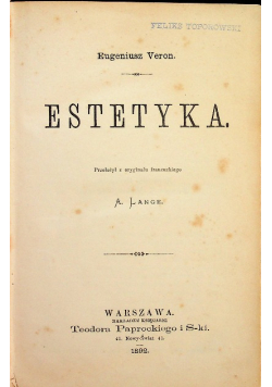 Estetyka 1892 r.