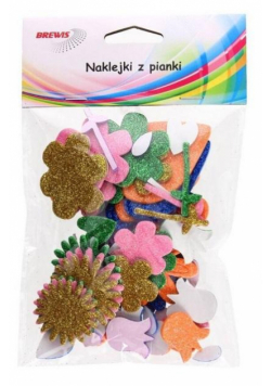 Naklejki z pianki z brokat kwiatki i figury 66 szt
