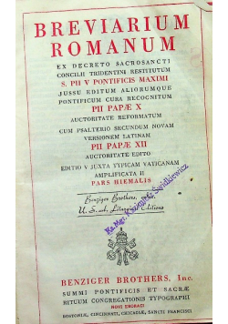 Breviarium Romanum pars hiemalis 1945 r.