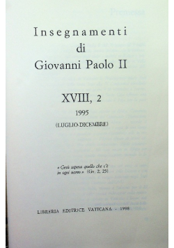 Insegnamenti di Giovanni Paolo II Tom XVIII Część  II