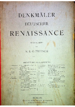 Denkmaler Deutscher Renaissance III 25 kart 1883 r.