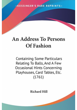 An Address To Persons Of Fashion