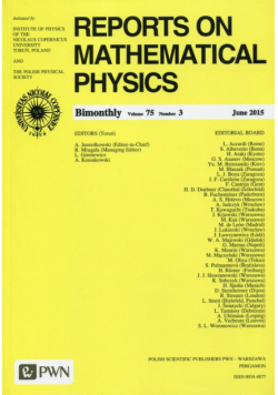 Reports on Mathematical Physics 75/3 2015 Kraj