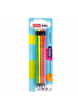 Ołówek z gumką Fluo 4 sztuki EASY