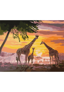 Malowanie po numerach - Rodzina żyraf 40x50cm