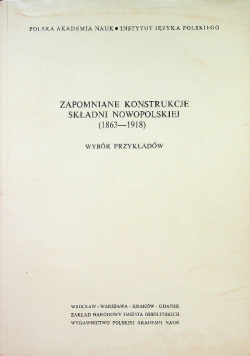 Zapomniane konstrukcje składni nowopolskiej 1983  1918