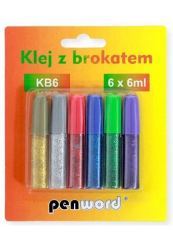 Klej z brokatem 6 kolorów 6ml