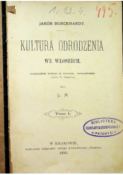 Kultura Odrodzenia we Włoszech 1895 r.