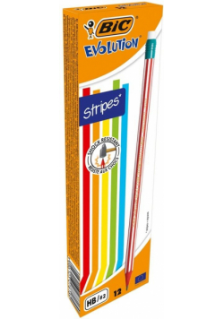 Ołówek Evolution z gumką Stripes 646 HB (12szt)