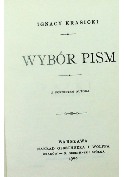 Krasicki Wybór pism reprint z 1900 r