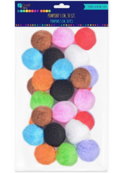 Pompony poliestrowe kolorowe 5cm 30szt