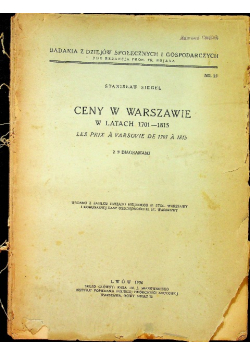 Ceny w Warszawie w latach 1816 1914 1949 r.