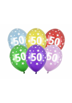 Balony 50th Birthday Metallic Mix 30cm 6szt