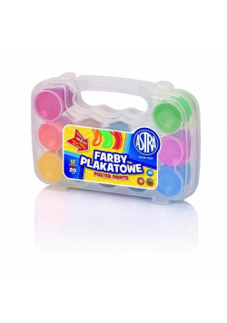 Farby plakatowe 12 kolorów 20ml walizka ASTRA