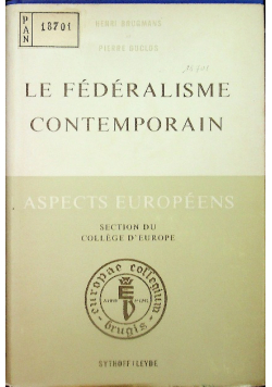 Le federalisme contemporain