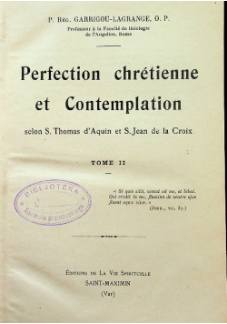 Perfection Chretienne et Contemplation tome II 1923 r.