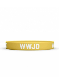 Opaska silikonowa - WWJD - żółta