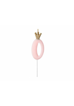 Świeczka urodzinowa 0 jasny różowy 9.5cm