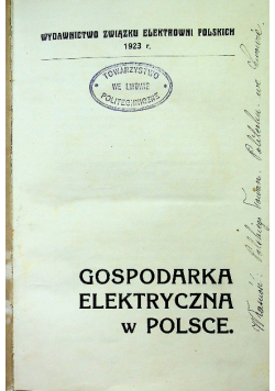 Gospodarka Elektryczna W Polsce 1923 r.