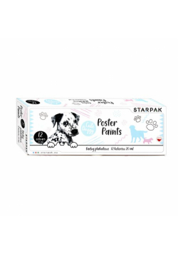 Farby plakatowe 12 kolorów 20ml Pieski
