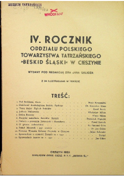 IV Rocznik Oddziału Polskiego Towarzystwa Tatrzańskiego 1933 r.