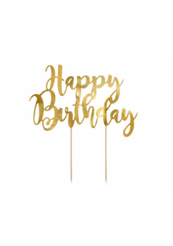 Topper na tort Happy Birthday złoty 22,5cm