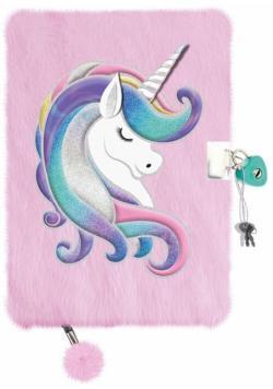 Pamiętnik z kłódką A5/96K 3D włochacz Cute Unicorn