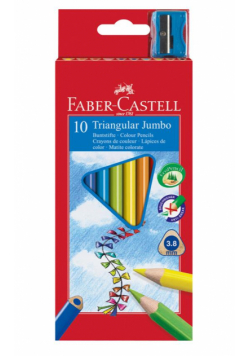 Kredki Jumbo trójkątne 10 kol + temp FABER CASTELL