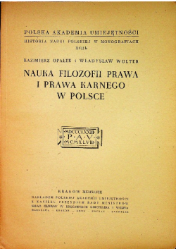 Nauka filozofii prawa i prawa karnego w Polsce 1948 r.