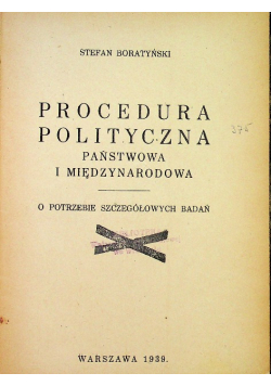Procedura polityczna państwowa i międzynarodowa 1939 r.