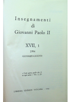 Insegnamenti di Giovanni Paolo II Tom XVII Część 1 1994