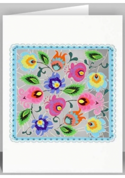 Karnet PM564 wycinany + koperta Folk - kwiaty