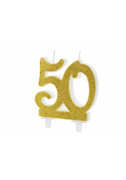 Świeczka urodzinowa 50 złota 7.5cm
