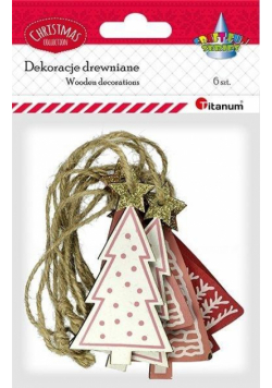 Drewniane zawieszki choinki kolorowe 6szt