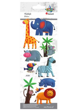 Naklejki wypukłe miękkie zwierzęta safari 10szt