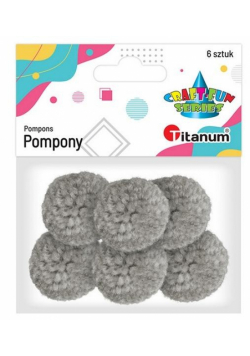 Pompony włóczkowe 3cm jasnoszare 6szt