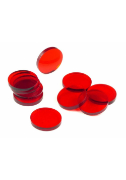 Znaczniki akryl czerwone okrągłe 22x3mm 10szt