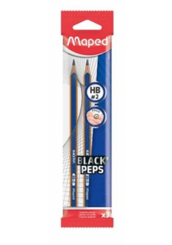 Ołówek Blackpeps blue HB 3szt MAPED