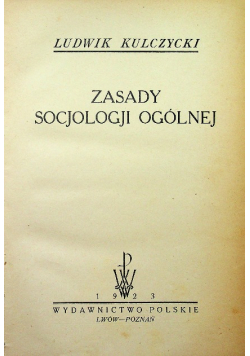 Zasady socjologji ogólnej 1923 r.