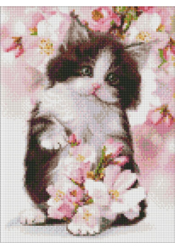 Diamentowa mozaika - Puszysty kotek 30x40cm
