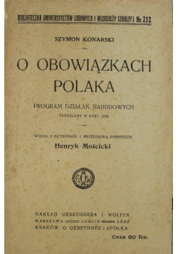 O obowiązkach Polaka 1918 r.