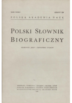 Polski słownik biograficzny tom XXXI zeszyt 128