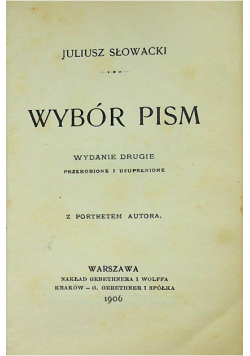 Słowacki Wybór pism reprint z 1906 r