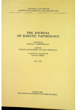 The journal of Juristic Papyrology vol XXII