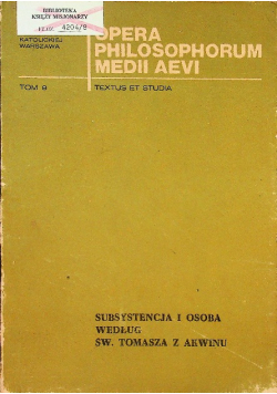 Subsystencja i osoba według św Tomasza z Akwinu