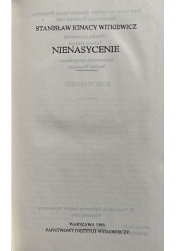Witkiewicz Dzieła wybrane tom III Nienasycenie