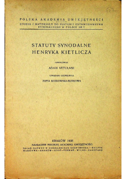 Statuty synodalne Henryka Kietlicza 1938 r.